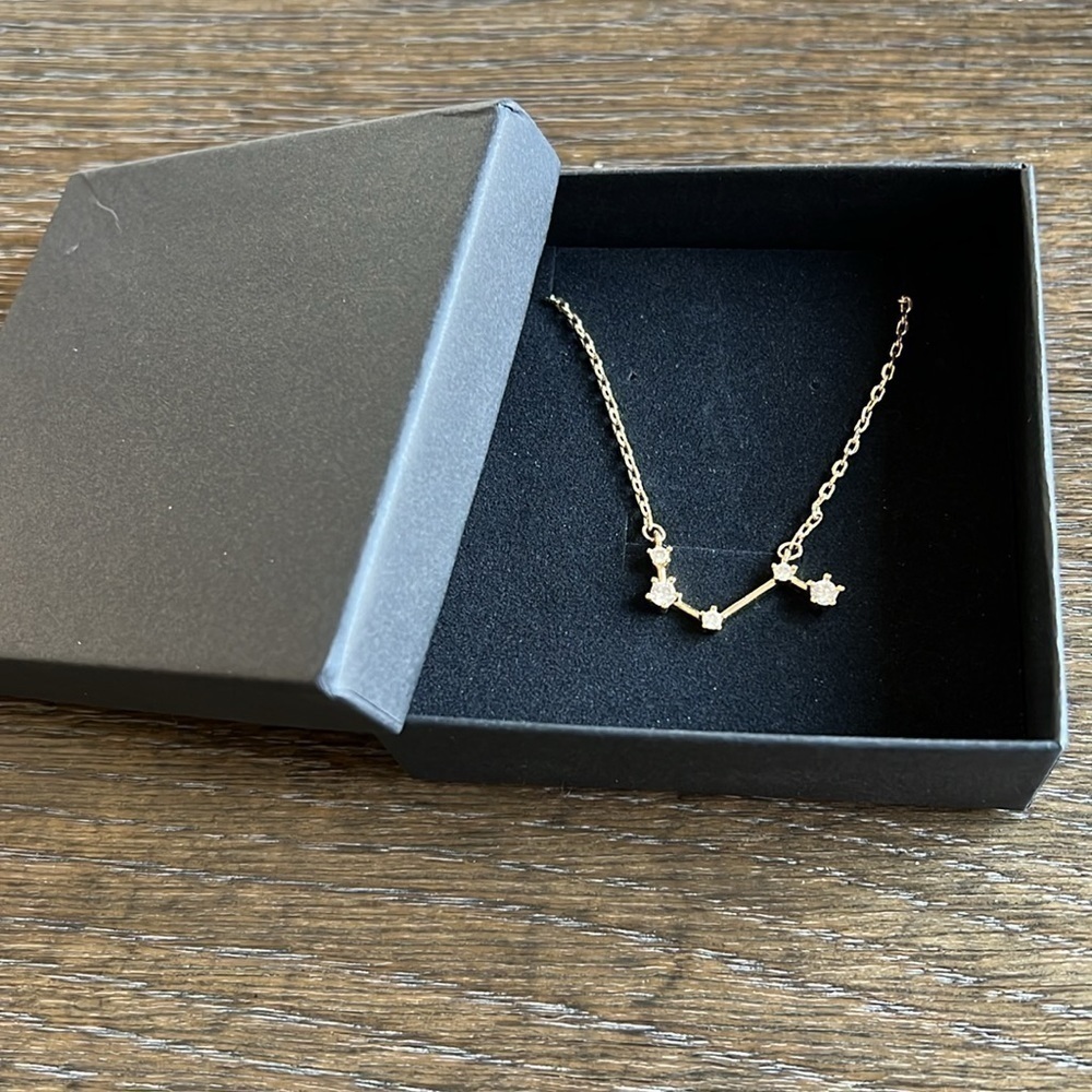 Farrah B. Aries Constellation Pendant crystal on goldtone chain necklace